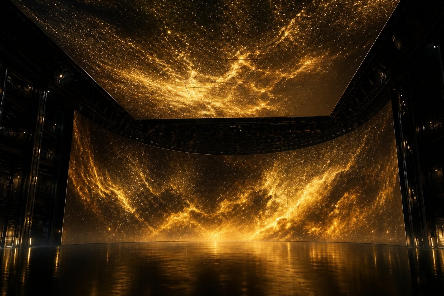 Concept render: LED volume with abstract content