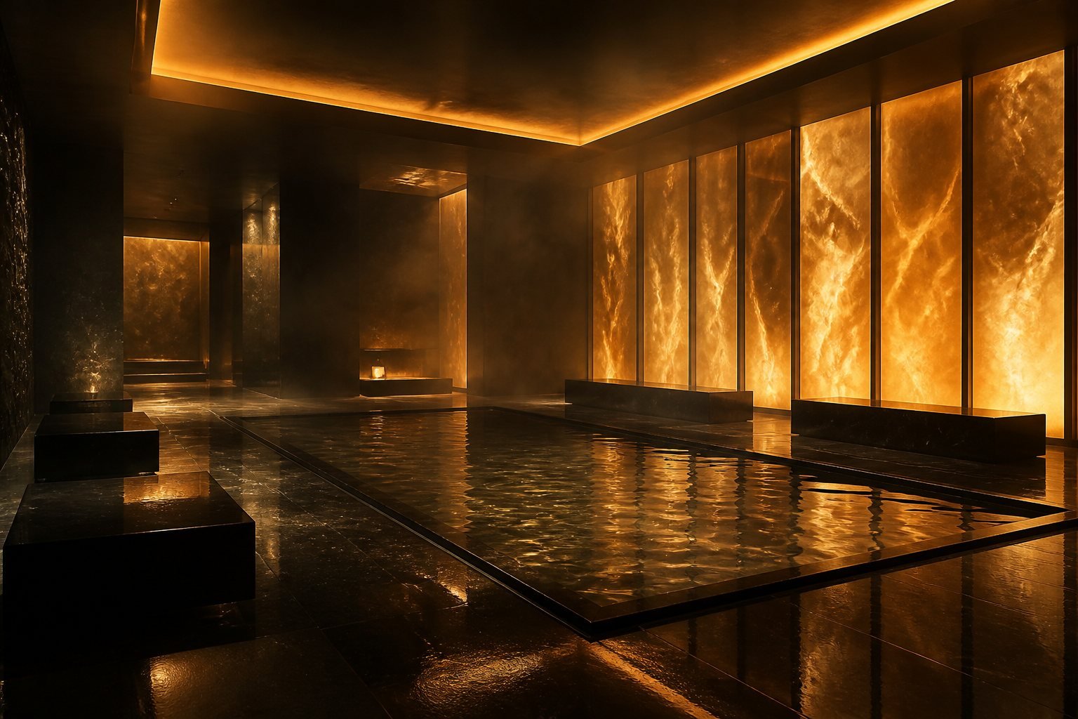 Concept render: calm recovery environment in golden light